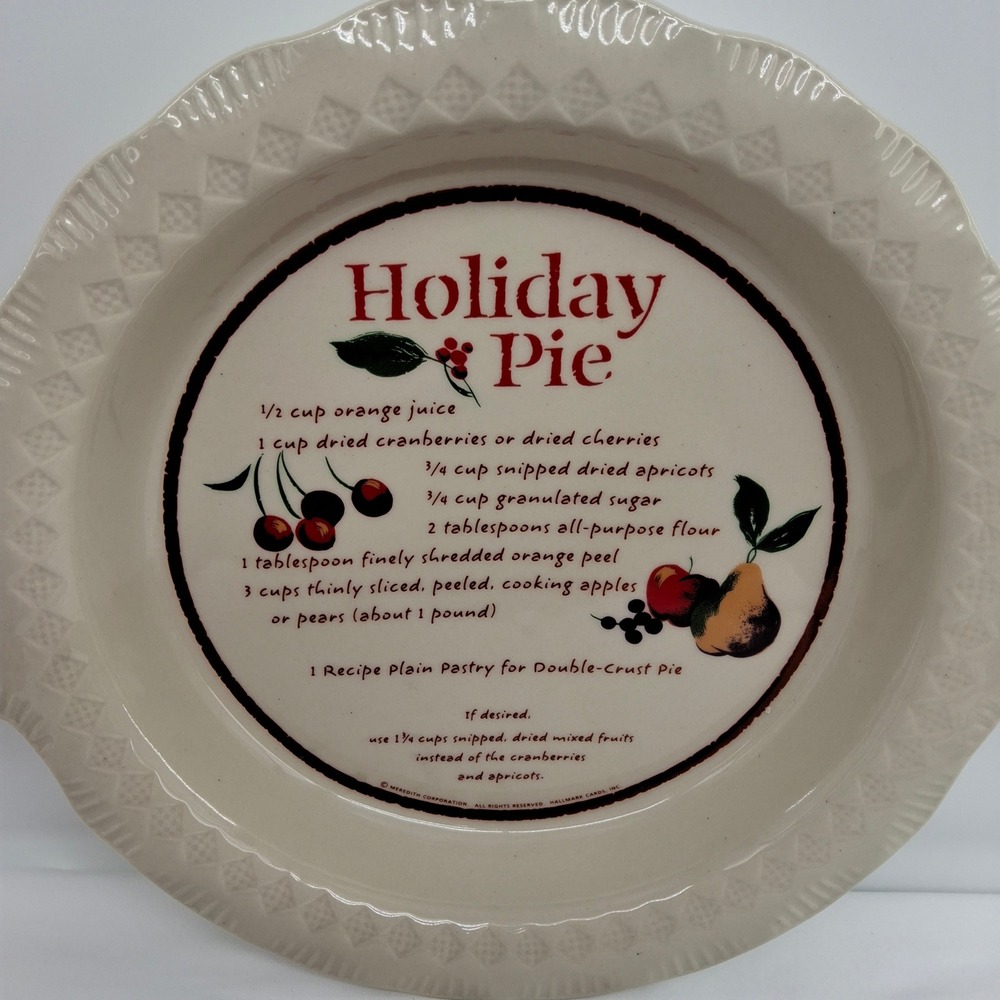 Vtg Hallmark Heritage Holiday Pie Plate Holiday Pie Decorative Recipe Plate